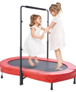 VEVOR 142 cm (56 inch) Kids Oval Trampoline with Adjustable Heights and Foldable Design for Indoor and Outdoor Use