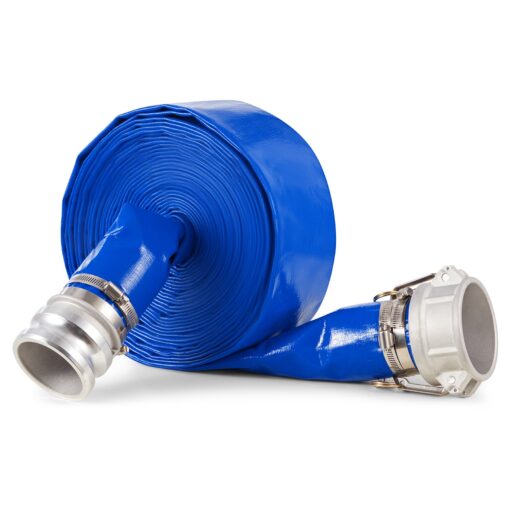 VEVOR High Quality 76 m 25 ft x 76 mm 3 in Blue PVC Backwash Hose Kit with Stainless Steel Clamps