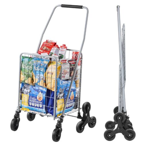 VEVOR 45L Foldable Stair Climbing Shopping Cart with 93 cm 366 in and 10 cm 394 in Wheels