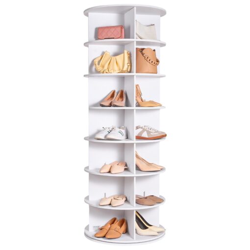 VEVOR 7 Tier 360° Rotating Shoe Rack Tower with Thick Shelves