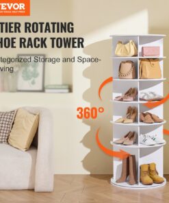 White - Space-Saving Carousel with Raised Bottom and Thick Shelves for Easy Access