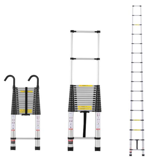 VEVOR 62m 203ft Telescoping Aluminum Extension Ladder with Multi Button Retraction