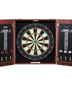 VEVOR 18-Inch (45.7 cm) Official Size Sisal Dartboard & Retro Cabinet Set with Steel Tip Darts and Accessories
