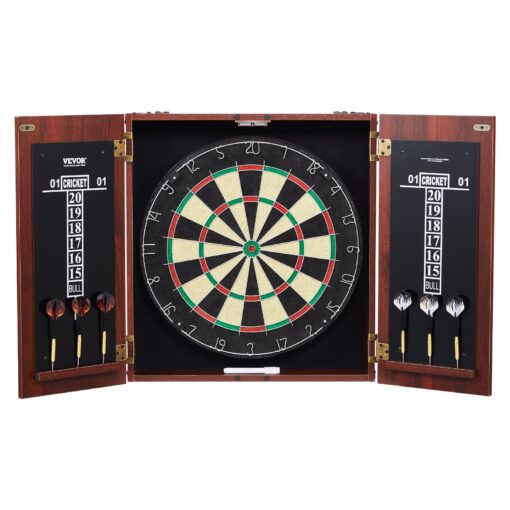 VEVOR 18 Inch 457 cm Official Size Sisal Dartboard Retro Cabinet Set with Steel Tip Darts and Accessories