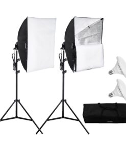 VEVOR 60x60 cm Softbox Apgaismojuma Komplekts ar 30W 5500K LED Spuldzēm un Regulējamu Statīvu (31.5-78.74 in / 80-200 cm)