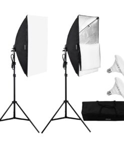 VEVOR 50x71cm Softbox Apgaismojuma Komplekts ar 30W 5500K LED Spuldzēm un Regulējamu 80-200cm Stendu