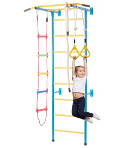 VEVOR 5-in-1 Indoor Kids Wall Gym with Climbing Playset and Steel Construction