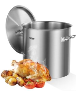 VEVOR 53QT / 50.1L Large Capacity Stainless Steel Stockpot with Lid and Handles for Cooking and Kitchen Use