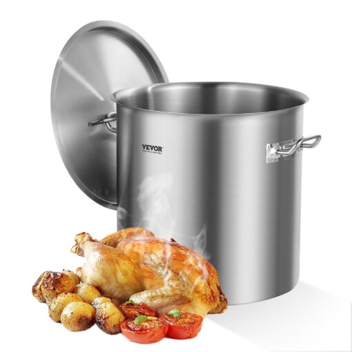 VEVOR 53QT 501L Large Capacity Stainless Steel Stockpot with Lid and Handles for Cooking and Kitchen Use