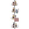 VEVOR Adjustable 142m 29m 56 114 Rust Proof Stainless Steel Shower Corner Caddy Tension Pole with 4 Trays