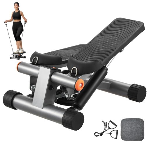 VEVOR Mini Stepper with Resistance Bands and LCD Display for Home Workout Adjustable Hydraulic Stepper 301x405x170 325 mm 119x159x67 128 inch