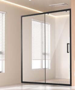 VEVOR Semi-Frameless Sliding Shower Door 146.5-149.9 cm x 177.8 cm Tempered Glass with Nano Coating