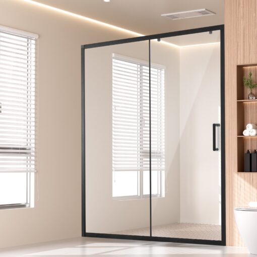 VEVOR Semi Frameless Sliding Shower Door 1465 1499 cm x 1778 cm Tempered Glass with Nano Coating