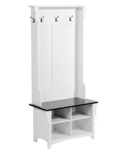 VEVOR Wooden Hall Tree with Bench and 5 Hooks for Entryway & Hallway - Space-Saving Storage with Adjustable Shoe Compartments - Holds Up to 90 kg (200 lbs)