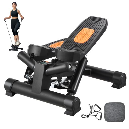 VEVOR Mini Stepper with Resistance Bands and LCD Display for Home and Office Workout