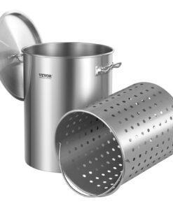 VEVOR 34L (36QT) Stainless Steel Stockpot with Basket and Lid for Cooking and Kitchen Use