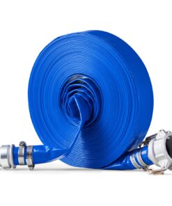 VEVOR 1.5 in (3.81 cm) x 100 ft (30.48 m) Blue PVC Backwash Hose Kit with Stainless Steel Fittings for Pools and Irrigation