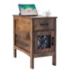 VEVOR Farmhouse End Table Night Stand with USB Ports  Outlets