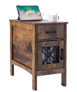 VEVOR Farmhouse End Table Night Stand with USB Ports & Outlets