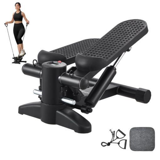 VEVOR Mini Stair Stepper with Resistance Bands and LCD Display for Home or Office Exercise