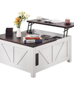 VEVOR 91 cm (36") Farmhouse Lift-Top Coffee Table with Charging Station and Hidden Storage