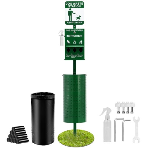 VEVOR Outdoor Dog Waste Station with 600 Poop Bags and 435 L 115 Gallon Trash Can for Parks and Commercial Use