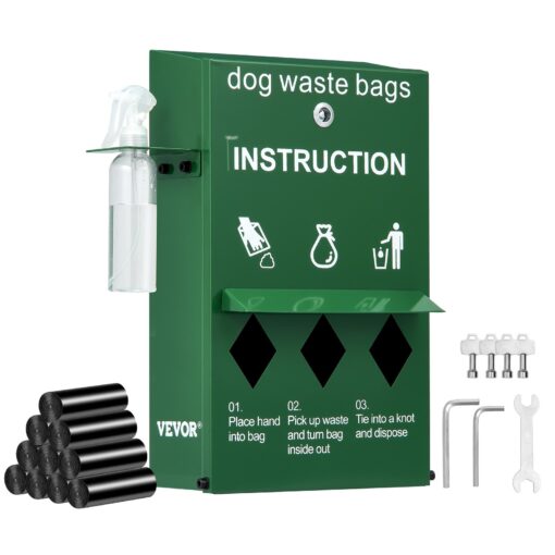 Vevor Lockable Dog Waste Station with 600 Durable Bags and Hand Wash Bottle