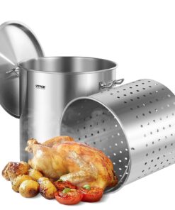 VEVOR 84 QT (79.5 L) Large Capacity Stainless Steel Stockpot with Basket & Lid - Durable
