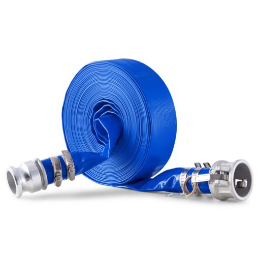 VEVOR 15 in x 50 ft 38 cm x 152 m Blue PVC Backwash Hose Kit with Stainless Steel Clamps for Pools and Pumps