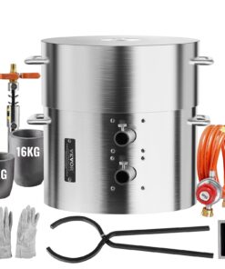 VEVOR 16KG/35lbs Dual Burner Stainless Steel Propane Melting Furnace Kit with Crucibles and Tongs for Metal Smelting