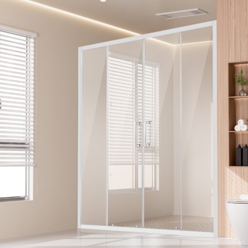 VEVOR Semi Frameless Double Sliding Shower Door with 6mm 14 Tempered Glass and Chrome Finish