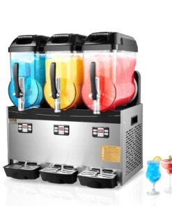 VEVOR 3-Tank 36L (9.51 Gal) Commercial Slushy Machine - Adjustable Temperature Frozen Drink Maker for Juices