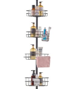 VEVOR Adjustable Stainless Steel Shower Corner Caddy Tension Pole
