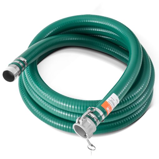 VEVOR 2 in x 20 ft 5 cm x 6 m Green Suction Hose Kit with Aluminum Fittings and Steel Strainer for Water and Chemical Transfer