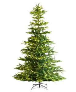 VEVOR 2.3m (7.5ft) Prelit Artificial Christmas Tree with 700 Warm White LEDs and 1319 Tips - Sturdy Metal Base