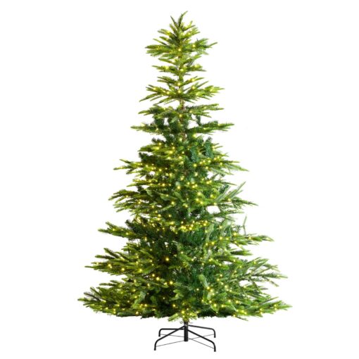 VEVOR 23m 75ft Prelit Artificial Christmas Tree with 700 Warm White LEDs and 1319 Tips Sturdy Metal Base