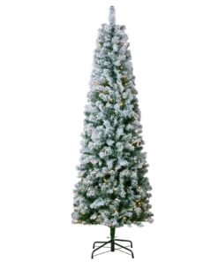 VEVOR 6.5ft (2m) Prelit Flocked Christmas Tree with 250 Warm White LED Lights and 814 Tips