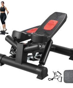 VEVOR Mini Twist Stepper with Resistance Bands for Home Exercise - Adjustable Hydraulic System and LCD Display