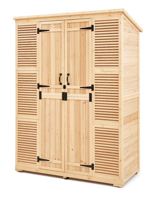 VEVOR Large Outdoor Cedar Wood Storage Shed with Waterproof Roof