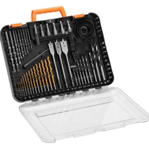 VEVOR 100 Piece Drill and Screwdriver Bit Set with Carrying Case for Metal