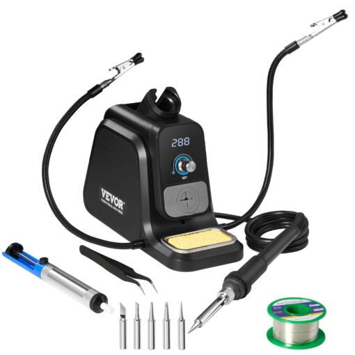 VEVOR 80W Soldering Iron Station with LED Display and Helping Hands Multi Functional 5 in 1 Kit with Smart Temperature Control