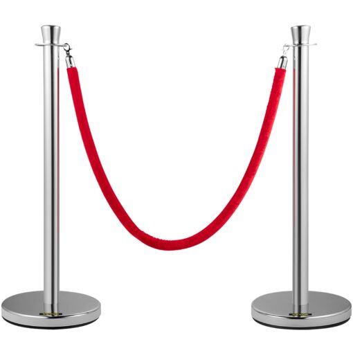 VEVOR Gold Crowd Control Stanchion Set with Red Velvet Rope