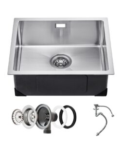 VEVOR 50cm (19.7in) Undermount Kitchen Sink Single Bowl Stainless Steel with Soundproofing and Quick Drainage