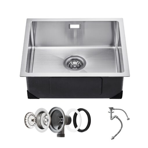 VEVOR 50cm 197in Undermount Kitchen Sink Single Bowl Stainless Steel with Soundproofing and Quick Drainage