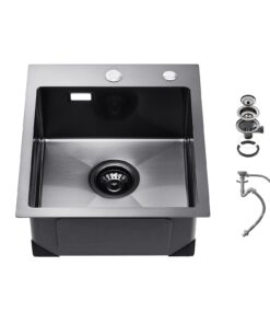 VEVOR 40cm (15.7 inch) Kitchen Sink Topmount Single Bowl Drop-In Basin