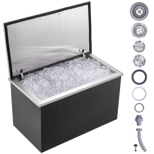 VEVOR Large Capacity Stainless Steel Drop in Ice Chest Cooler with Cover 7837L 24x20x15