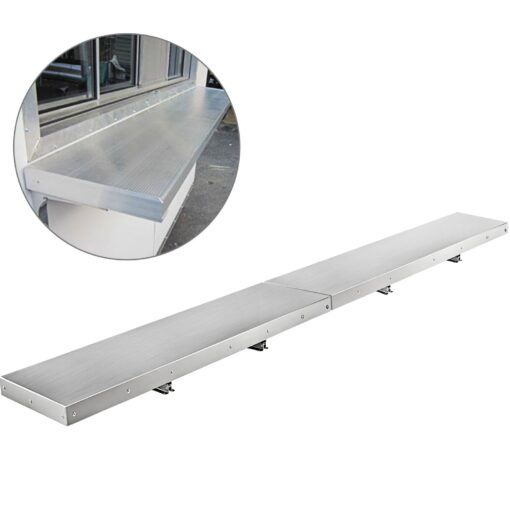 VEVOR Stainless Steel Folding Serving Shelf 2440 x 305 mm 96 x 12 Inch for Concession Trailer or Kitchen