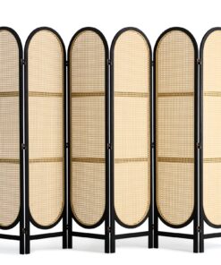 VEVOR 6-Panel Hand-Woven Rattan Room Divider with 360° Folding