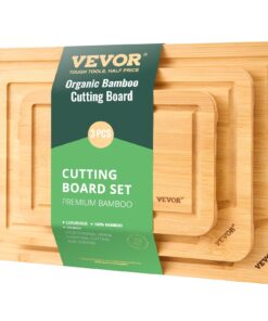 VEVOR 3-Piece Bamboo Cutting Board Set with Built-in Handle