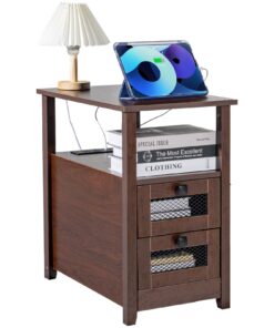 VEVOR Farmhouse Narrow Nightstand with USB Ports and Outlets